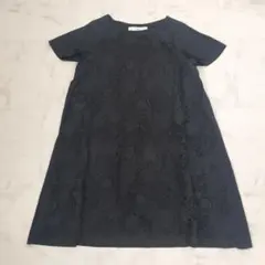 ピュアルセシン　刺繍ワンピース　半袖　黒のサムネイル