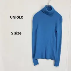 UNIQLO ユニクロ　メリノリブタートルネックセーター　S ブルー　長袖