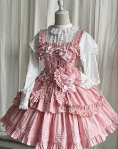 美品♡ レースたっぷり ロリータジャンパースカート ピンク クラシカル