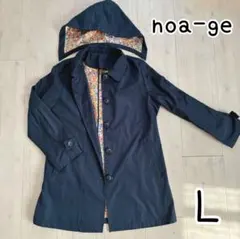 【noa-ge】春秋 コート フード取り外しOK 花柄 ネイビー キレカジ