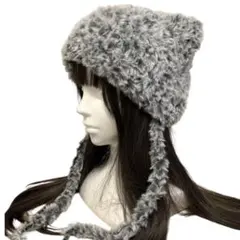 【現品限り‼️】猫耳ニット帽　猫耳帽子　ニット帽　ボンネット　一点もの