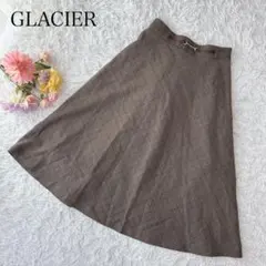 【M】グラシア　フレアスカート　チェック柄　ウエストゴム　膝下　美シルエット