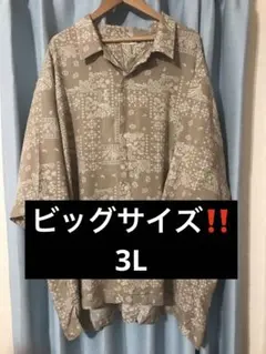 ビッグサイズ ペイズリー柄 シャツ 3L ビッグサイズ オーバーサイズ 重ね着