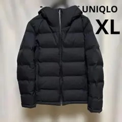 ユニクロ　メンズ　シームレス ダウンジャケット フード付き　ブラック