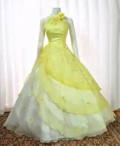 黄色のドレス 7号 結婚式二次会演奏会にどうぞ キラキラ綺麗！イエロー ドレス