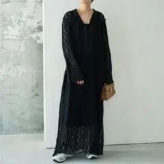 美品 リアムプラージュ 24SS レースシャツワンピース 36 ブラック シアーのサムネイル