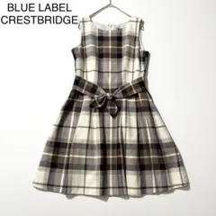 美品 ブルーレーベル チェック ワンピース 38白