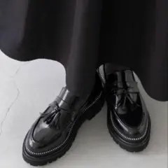 完売品✨menue メヌエ　スタッズトラックソール厚底ローファー 23.5 黒