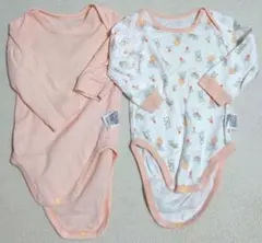 ユニクロ 長袖 ボディスーツ 2枚 セット うさぎ ピンク ボディ肌着 女の子