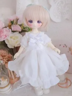 ホワイトフリルワンピース／1/6ドール服のサムネイル
