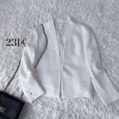 極美品 23区 ノーカラージャケット 38 白 日本製 セレモニー 入学式