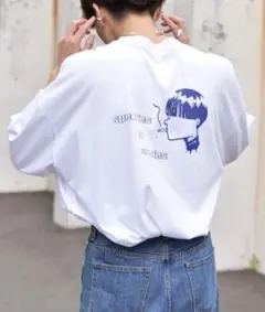 【完売品】Kutir ブルー　イラスト　センターロゴ　Tシャツ　ホワイト