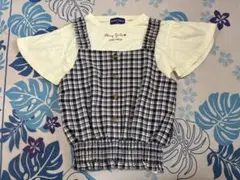 【最終処分価格】Bling Girls チェック柄トップス 130 重ね着