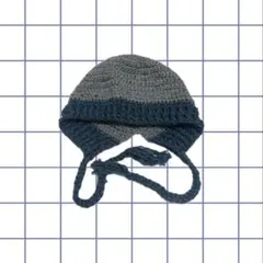 【最終値下げ】バラクラバ　ニット帽　かぎ編み　ハンドメイド　グレー　ブルー
