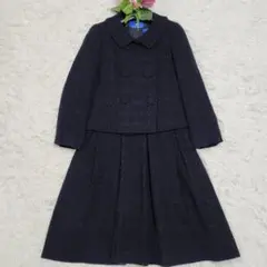 希少☆美品☆ブルーレーベルクレストブリッジ　ワンピースセットアップ　ツィード　紺