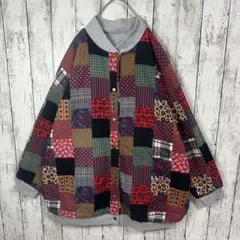 【パッチワーク柄】総柄ブルゾン☆リバーシブル☆80s 90s☆M
