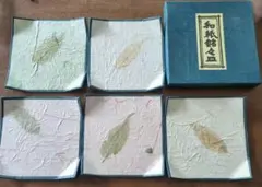 和紙銘々皿　和紙と押し葉の菓子皿セット　5枚