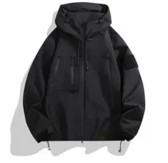 防風ジャケット 撥水加工 アウトドアジャケット マウンテンパーカー ブラック