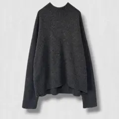 UNIQLO スフレヤーン ハイネックセーター　ダークグレー M レディース