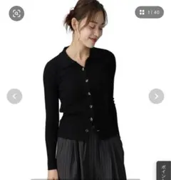 【試着のみ】Edit Sheen デザインボタンリブカーディガン　ニット