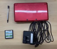 3DS本体 レッド（充電器・カセット付き）