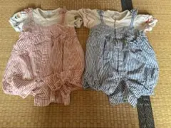futafuta ロンパース 80cm ピンク&ブルー2着セット
