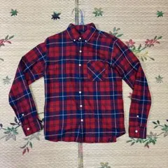 BEAMS レッド・ネイビー チェックシャツ S
