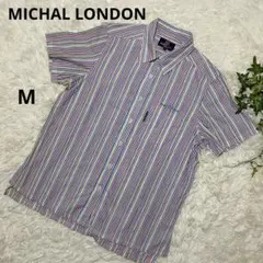 MICHAL LONDON JEANS 半袖シャツ ストライプマルチカラー　綿Mのサムネイル