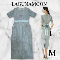 【M】LAGUNAMOON LADYジオメトリックレースドレス　ミントグリーン