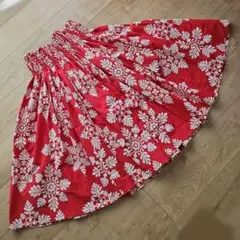 ☆ハワイアンキルト柄フラパウスカート☆レッド☆のサムネイル