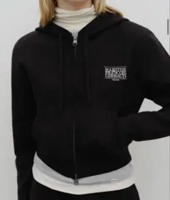 マリテ フランソワジルボー クロップドニットパーカー ジップアップ ブラック