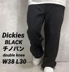 ディッキーズFLEX ブラックチノパン　ダブルニー　W38 L30