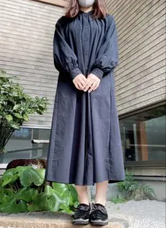 シャツワンピース　ロングワンピース　黒