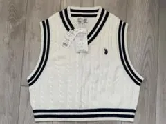 U.S. POLO ASSN. ケーブルニットベスト ホワイトのサムネイル