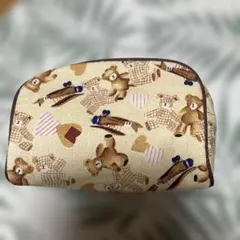 Burberryテディベア柄 ベージュチェックポーチ - メルカリ