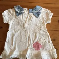 クーラクールウサギ刺繍 襟付き半袖90