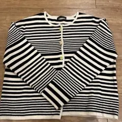 黒ベージュボーダ　長袖カーディガン