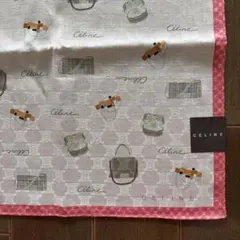 未使用　セリーヌ　大判ハンカチ　透かし　マカダム　バッグ柄　筆記体　CELINE
