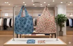 ⭐️【お得な2点セット！】新品未使用 おしゃれなデザインエコバッグ 折りたたみ