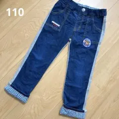 【美品】ミキハウス デニム パンツ 110 異素材 プッチー君 ボトムス