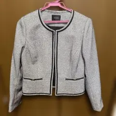 ONEIROS ノーカラージャケット 白黒ストライプ　ツイード　ラメ