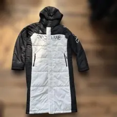 SVOLME フード付きベンチコート ホワイト/ブラックs