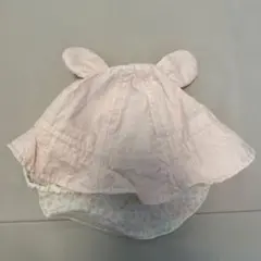 ピンク耳付きベビー帽子 42cm