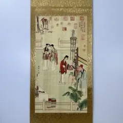 張大千 花卉画 掛け軸 中堂 金銭蓮 中国画 表装済 サイズ：70×173cm