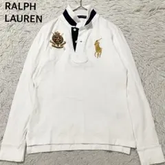 美品】ポロラルフローレン ラガーシャツ 長袖 白 ビッグポニー