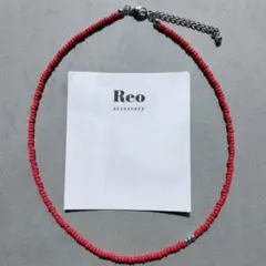 №2075レッドカラービーズネックレス