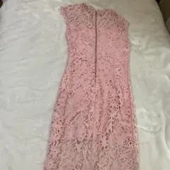 ピンク レース ノースリーブ タイトワンピース