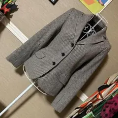 en quete レトロ風 千鳥格子柄 テーラードジャケット 古着