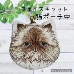 ヌビ生地使用✤キャットフェイス猫ポーチ中