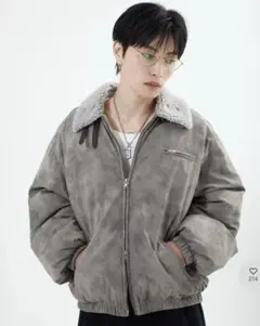 L2136　スモーキー2WAYボアジャケット　L（beige）地底人ONLINE